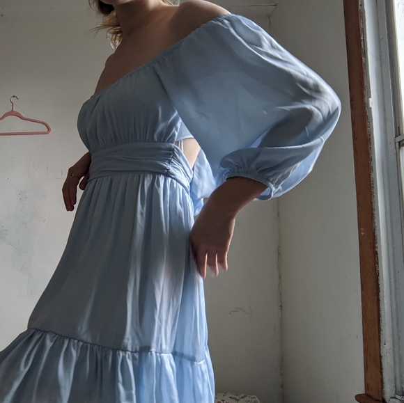 Ruffle Tie-back Dress - Kooka - Puff Sleeves - Picture 7 of 11